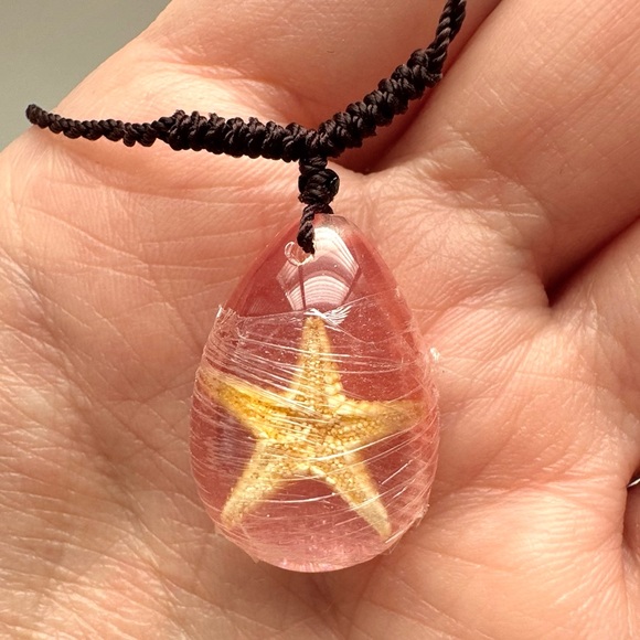 Real Starfish In Resin Bracelet And Necklace -Pink - Picture 6 of 7